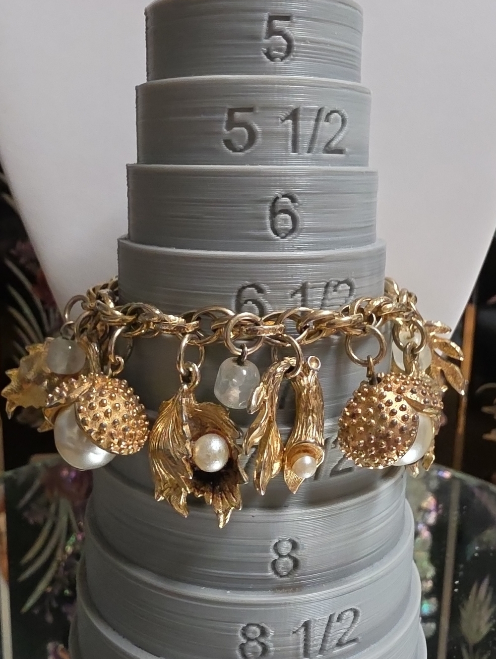 Vintage Acorn Charm Bracelet, 1950s 1960s Autumn Leaf Pearl Bracelet